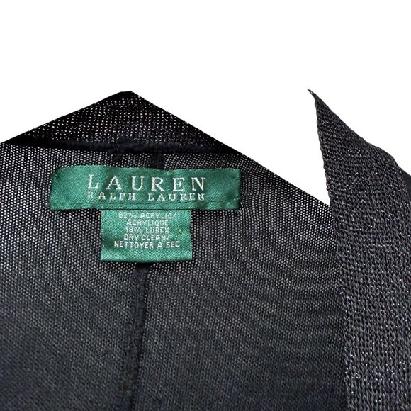 LAUREN Ralph Lauren Black Shawl Light Knit Metallic Border Evening Wrap - Picture 7 of 9